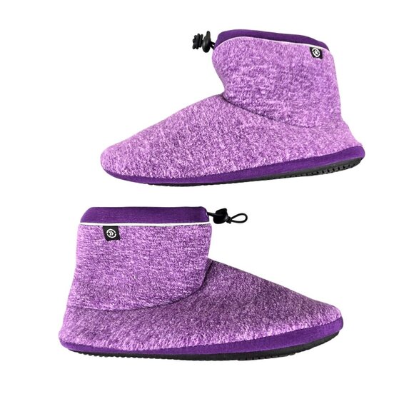 Isotoner Purple Fleece Bootie Slippers Size XL Adjustable Cord For Women jh1778 - Picture 2 of 11